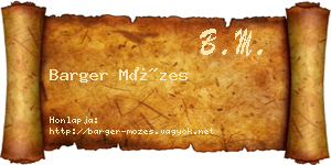 Barger Mózes névjegykártya